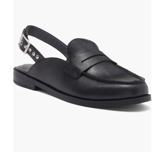 Lucky Brand Liyanna Black Leather Slingback Penny Loafer Size 10